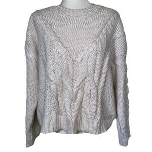 Cara Santana Women’s Chunky 3D Cable Knit Oversized Cozy Cottagecore Sweater 2XL